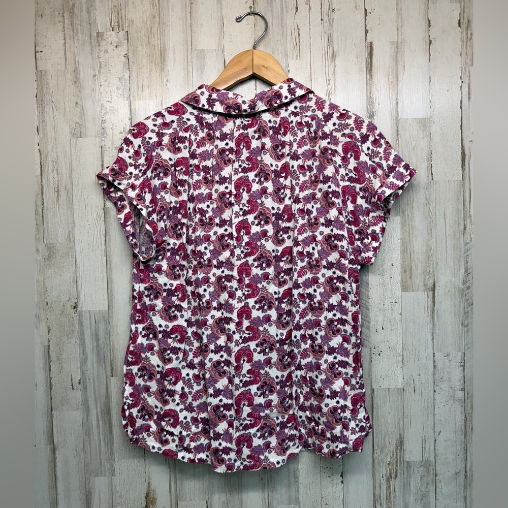 Lucky Brand Womens Pink Floral Paisley Short Sleeve Button Down Shirt Size M - Picture 5 of 6